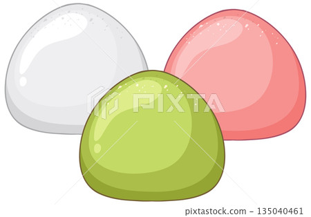 Colorful Japanese Mochi Rice Cakes Vector Illustration Colorful Japanese Mochi Rice Cakes Vector Illustration 135040461