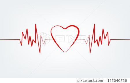 Heart Beat Line With Love Symbol Medical Concept Heart Beat Line With Love Symbol Medical Concept 135040736