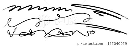 Hand Drawn Expressive Brush Stroke Scribble Accents with Dynamic Ink Texture 135040959