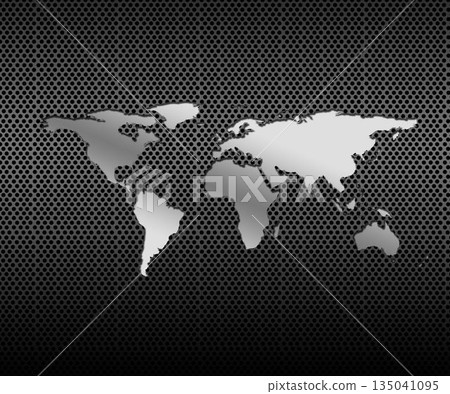 Silver world map over dots 135041095