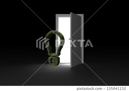 Light bulb of topiary at doorway Light bulb of topiary at doorway 135041132