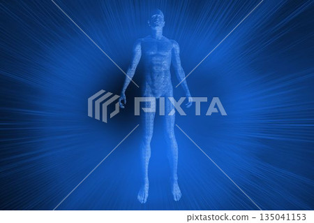 Digitally generated futuristic shiny 3D body 135041153