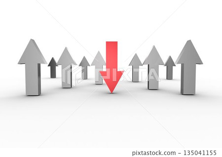 Red and grey arrows pointing up and down 135041155