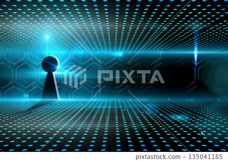 Keyhole on technological glowing background 135041185