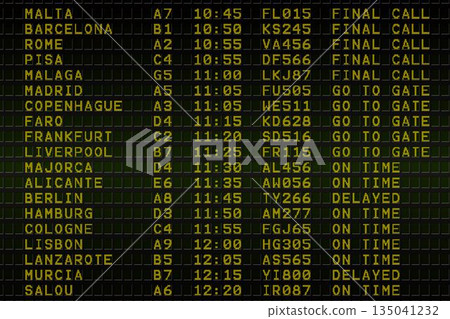 Black airport departures board Black airport departures board 135041232