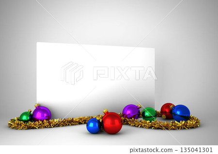 Poster with colourful christmas decorations Poster with colourful christmas decorations 135041301