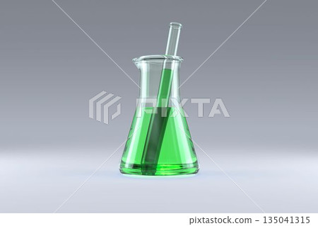 Conical flask with solution Conical flask with solution 135041315