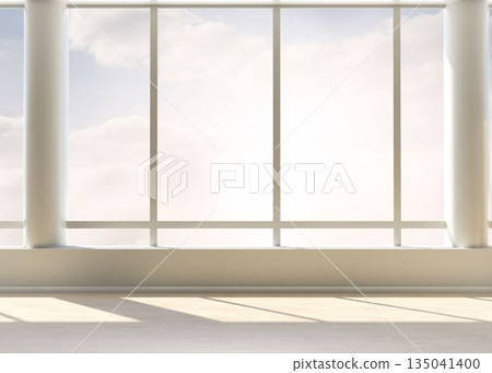 Digitally generated bright room with window 135041400