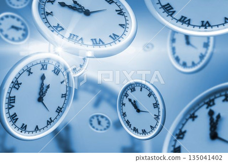 Graphic image of clocks against white background 135041402
