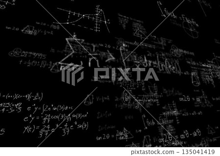 Maths problems solved on blackboard Maths problems solved on blackboard 135041419