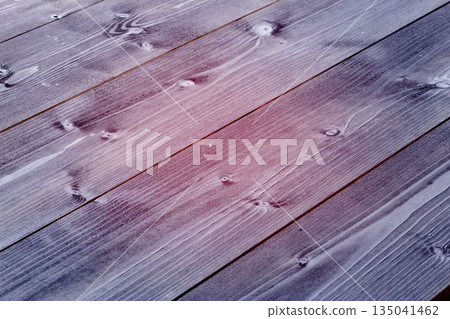 Showing close-up wooden planks with gray tone, grain, knots, scratches, seams, magenta sheen Showing close-up wooden planks with gray tone, grain, knots, scratches, seams, magenta sheen 135041462