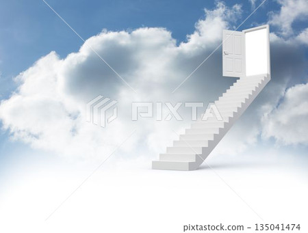 Steps leading to open door in the sky 135041474