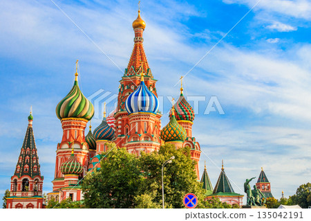 St. Basil's Cathedral on Red Square in Moscow, Russia 135042191