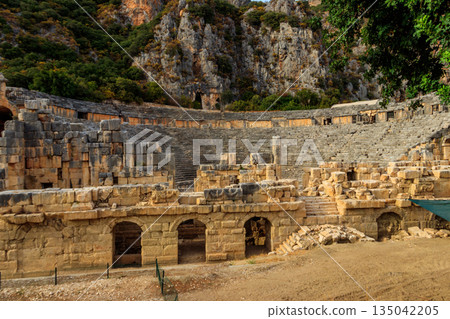 Ruins of ancient Greek-Roman theatre of Myra in Demre, Antalya province in Turkey Ruins of ancient Greek-Roman theatre of Myra in Demre, Antalya province in Turkey 135042205