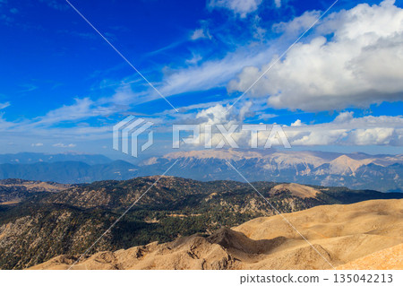 View of the Taurus mountains from a top of Tahtali mountain near Kemer, Antalya Province in Turkey View of the Taurus mountains from a top of Tahtali mountain near Kemer, Antalya Province in Turkey 135042213