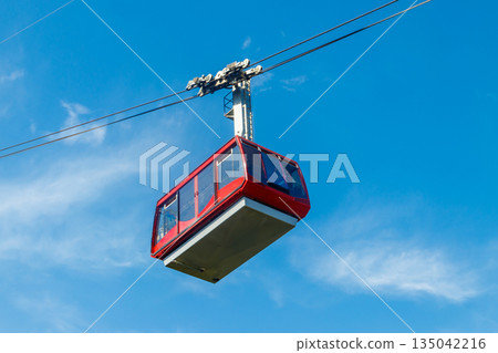 Cable car on ropeway leading to a top of Tahtali mountain in Antalya province, Turkey 135042216