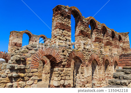 Byzantine Church of Saint Sophia, also known as the Old Bishopric in the old town of Nessebar, Bulgaria. UNESCO World Heritage Site 135042218