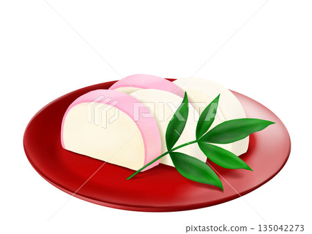 漆盤上紅白相間的魚板 135042273