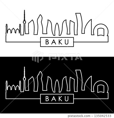 Baku skyline. Linear style. Baku skyline. Linear style. 135042533