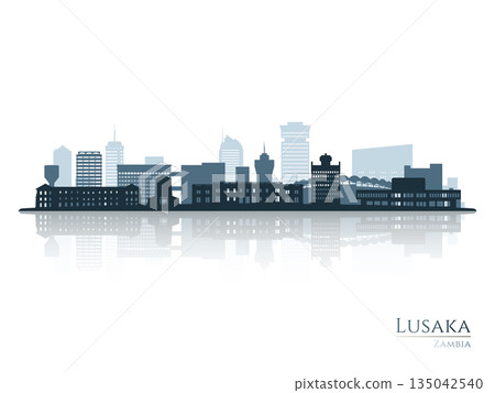 Lusaka skyline silhouette with reflection.  135042540
