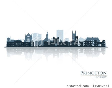 Princeton skyline silhouette with reflection. Princeton skyline silhouette with reflection. 135042541