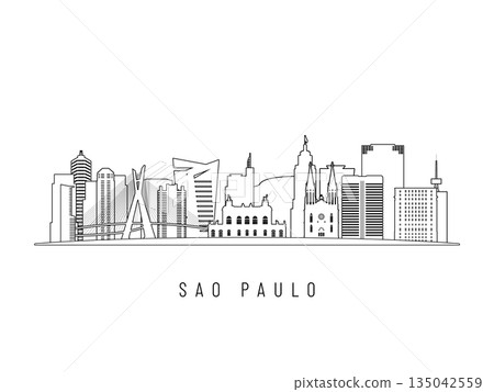 Detailed Sao Paulo skyline vector illustration. Detailed Sao Paulo skyline vector illustration. 135042559