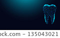 Low poly wireframe human tooth on dark blue background. 135043021