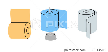 Paper napkins. Toilet papers, napkins, wipes and other hygiene products. Vector illustration Paper napkins. Toilet papers, napkins, wipes and other hygiene products. Vector illustration 135043503