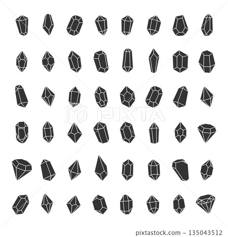 Black crystals set. Luxury gemstones and precious crystals. Mystical, esoteric, magic or healing crystals. Vector illustration Black crystals set. Luxury gemstones and precious crystals. Mystical, esoteric, magic or healing crystals. Vector illustration 135043512
