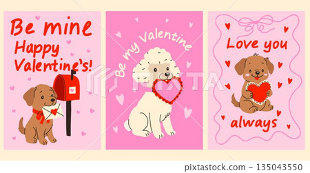 Cute Valentines Day Dog Cards with Sweet Phrases 135043550