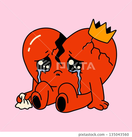 Heartbroken Character with Crown, Tears, and Tissue 135043560