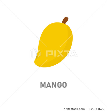Mango tropical fruit icon. Yellow exotic fruit illustration isolated on white background 135043622