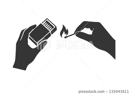 Silhouette icon of a hand striking a match Silhouette icon of a hand striking a match 135043811