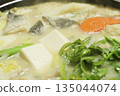 Japanese hot pot is a warming dish perfect for winter, made by simmering meat, vegetables, seafood, and other ingredients. 135044074