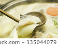 Japanese hot pot is a warming dish perfect for winter, made by simmering meat, vegetables, seafood, and other ingredients. 135044079