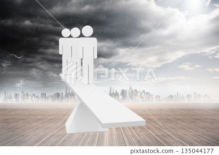 White human resource scales in front of city White human resource scales in front of city 135044177