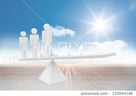 White human resource scales in front of city 135044186