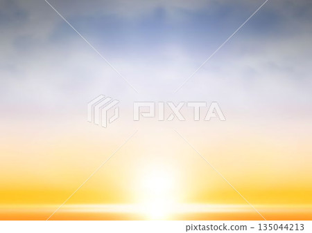 Bright sun against sky during sunset Bright sun against sky during sunset 135044213
