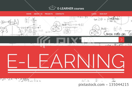 Digital composite image of e-learning interface on screen 135044215