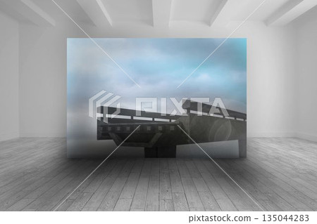 Room with futuristic picture of bridge Room with futuristic picture of bridge 135044283