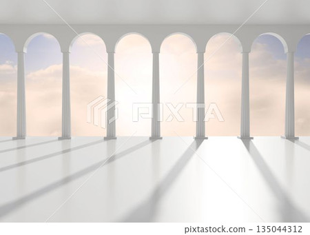 Digitally generated bright room with columns Digitally generated bright room with columns 135044312