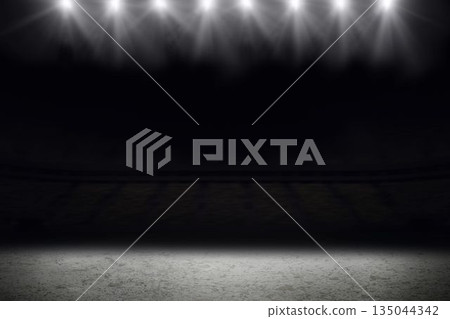 Composition of stage lights and ground on sports stadium 135044342