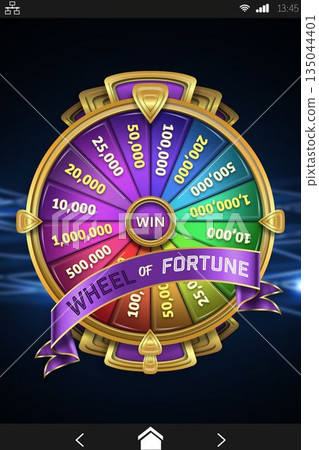 Colorful wheel of fortune on mobile display Colorful wheel of fortune on mobile display 135044401