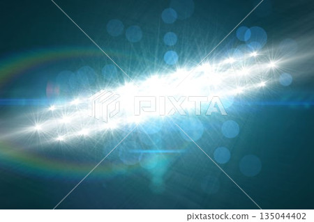Abstract digital design showing bright starburst cluster and rainbow lens flares on teal gradient Abstract digital design showing bright starburst cluster and rainbow lens flares on teal gradient 135044402