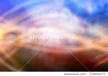 Abstract swirling light patterns are creating flow with bokeh circles on dark digital illustration Abstract swirling light patterns are creating flow with bokeh circles on dark digital illustration 135044577