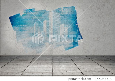 Display on wall showing data graphic 135044580