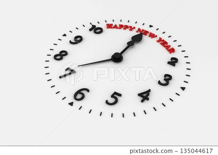 Happy new year written on a clock Happy new year written on a clock 135044617