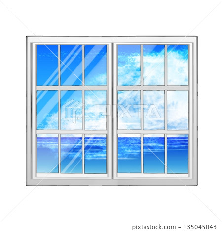 The sea reflected in the window The sea reflected in the window 135045043