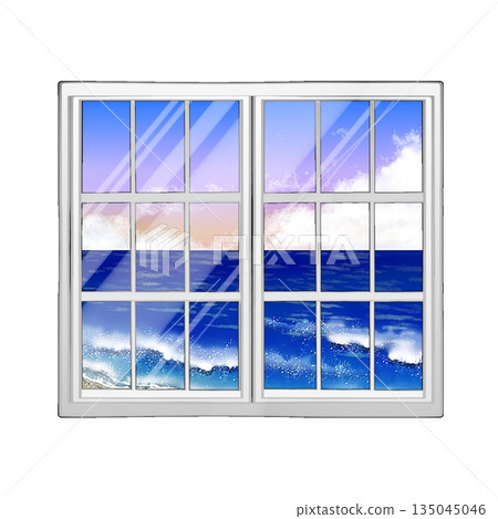 The sea reflected in the window The sea reflected in the window 135045046