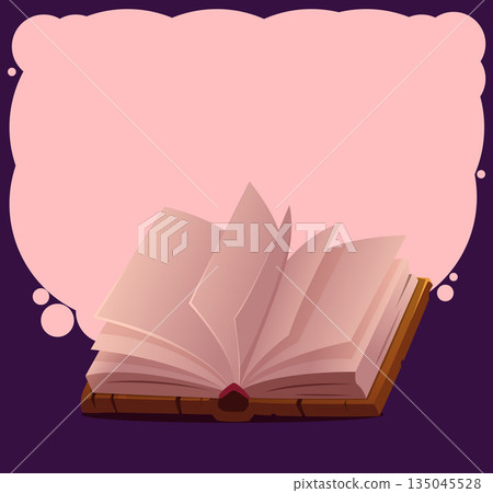 Fairytale book. spread of thick book with lots of pages and space for personal text Fairytale book. spread of thick book with lots of pages and space for personal text 135045528